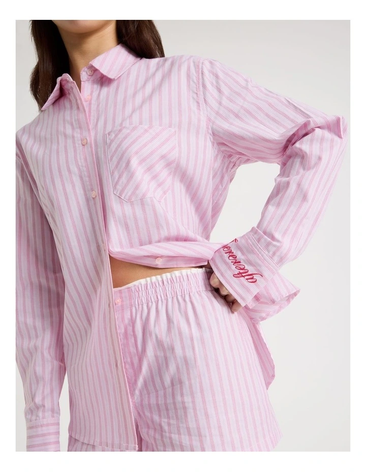 Oversized Long Sleeve Shirt in Red Stripe image 3