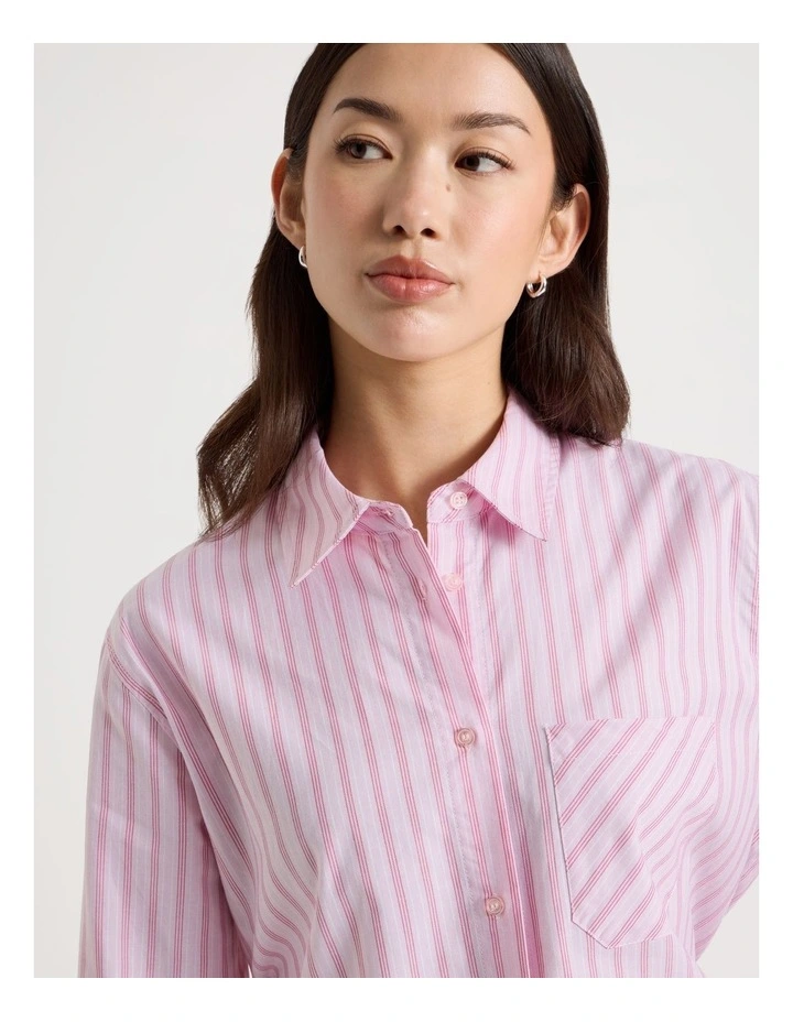 Oversized Long Sleeve Shirt in Red Stripe image 4