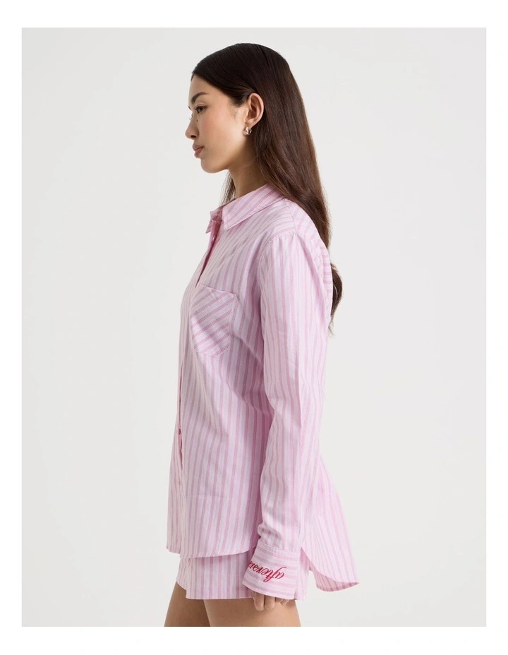 Oversized Long Sleeve Shirt in Red Stripe image 5
