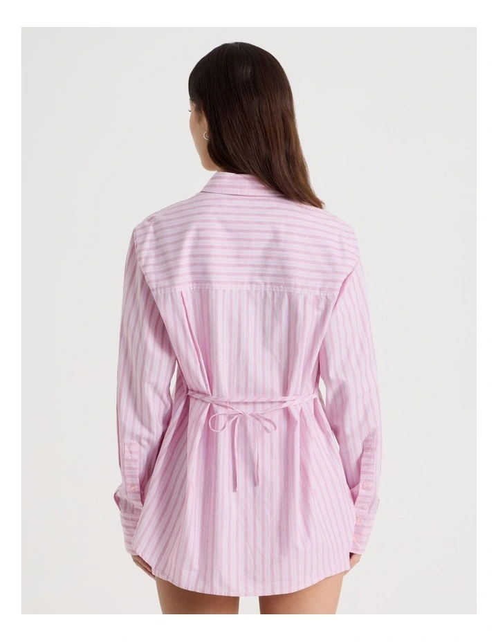 Oversized Long Sleeve Shirt in Red Stripe image 6