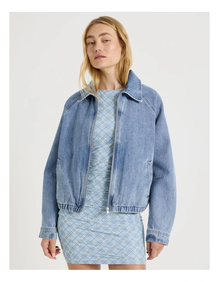 Denim Blouson Jacket in Light Blue image 1