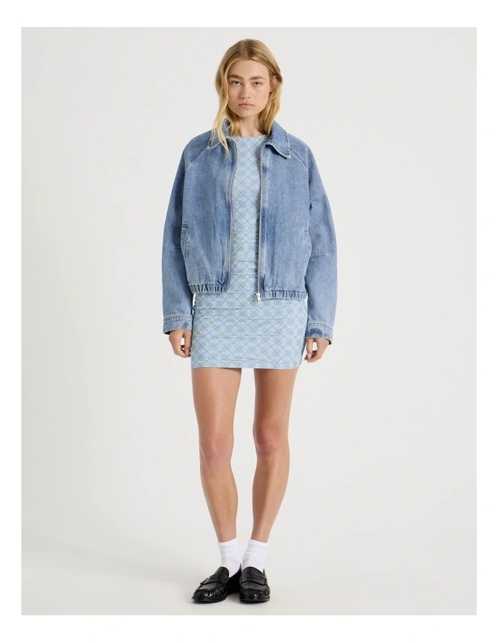 Denim Blouson Jacket in Light Blue image 2