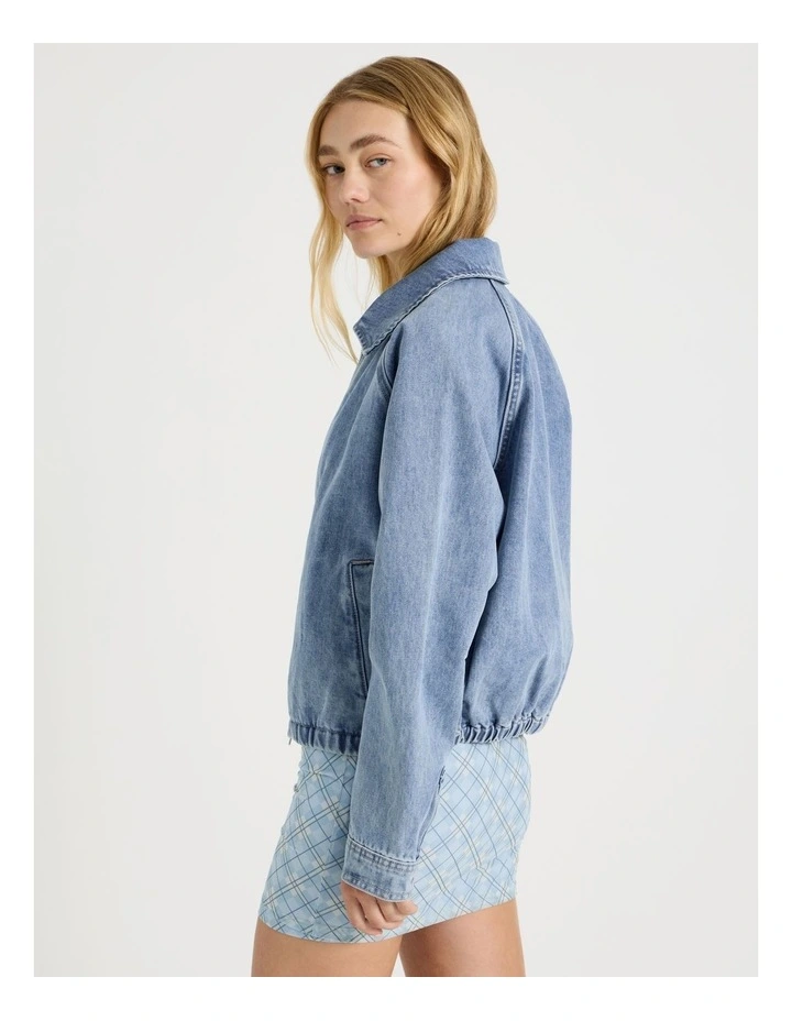 Denim Blouson Jacket in Light Blue image 4