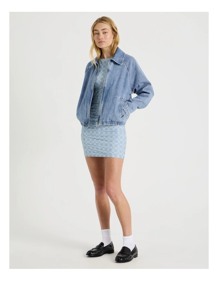 Denim Blouson Jacket in Light Blue image 5