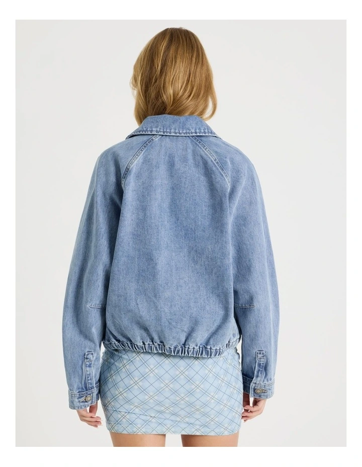 Denim Blouson Jacket in Light Blue image 6