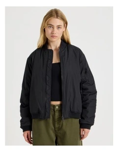 Oversized Bomber Jacket in Black