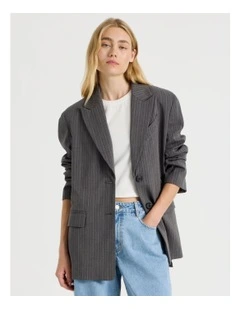 Oversized Blazer in Striped Charcoal