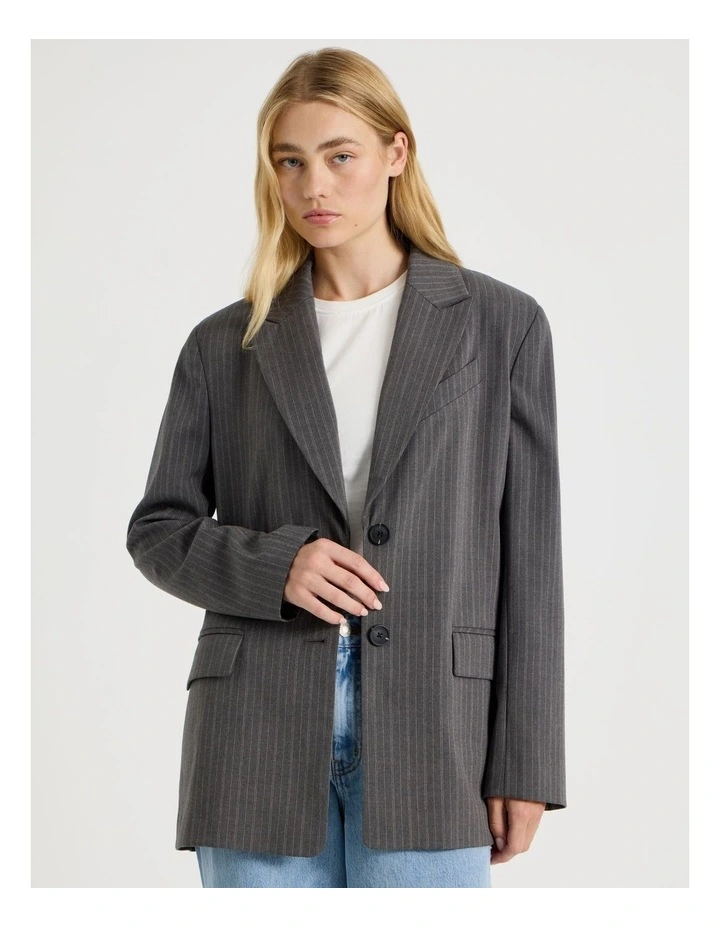 Oversized Blazer in Striped Charcoal image 4