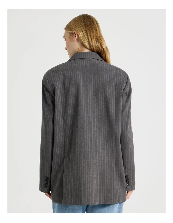 Oversized Blazer in Striped Charcoal image 5