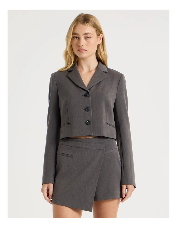 Cropped Blazer in Charcoal image 1
