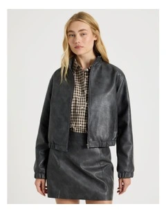 PU Leather Jacket in Black