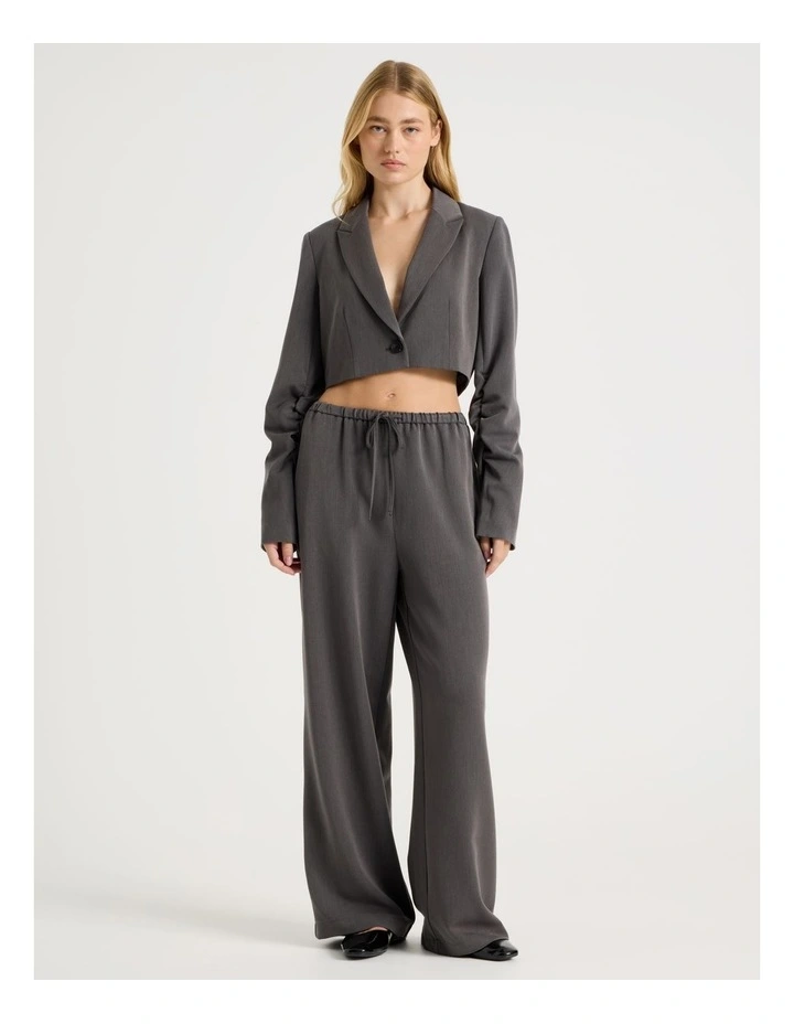 Ruched Sleeve Blazer in Charcoal image 2