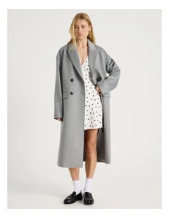 Oversized Longline Coat in Grey Marle