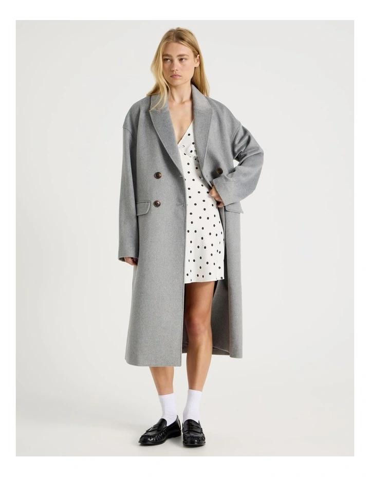 Oversized Longline Coat in Grey Marle image 1