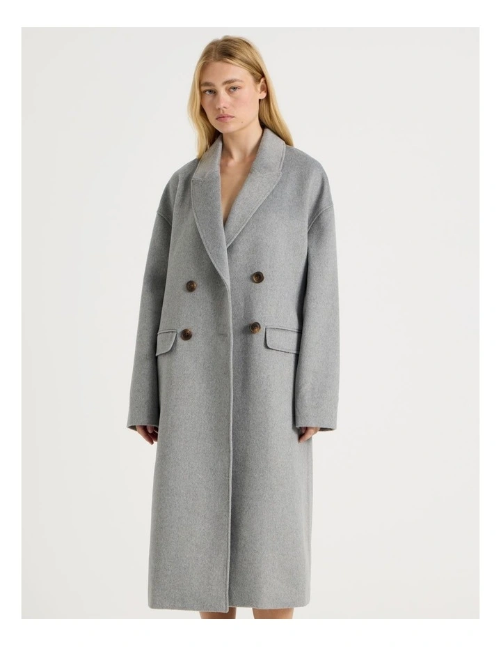 Oversized Longline Coat in Grey Marle image 2