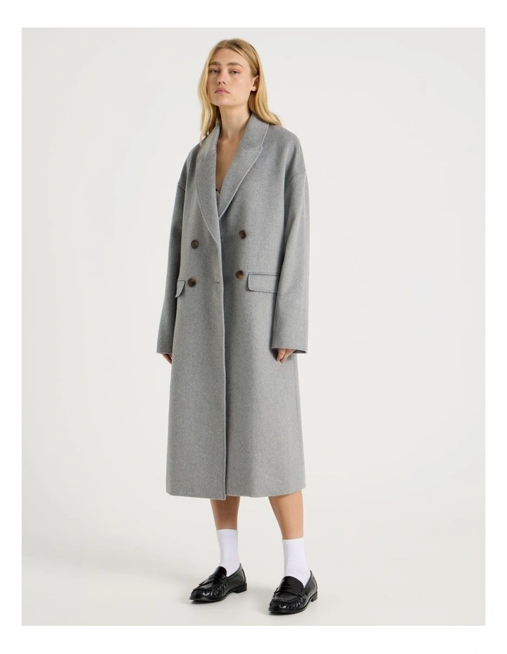 Oversized Longline Coat in Grey Marle image 3