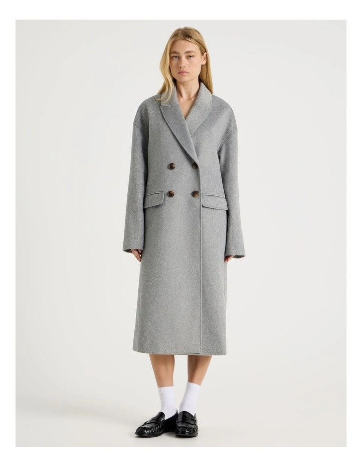 Oversized Longline Coat in Grey Marle image 5