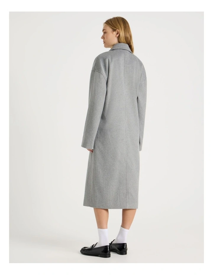 Oversized Longline Coat in Grey Marle image 6