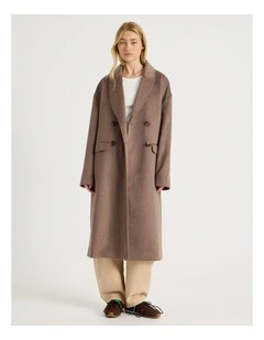 Oversized Longline Coat in Taupe