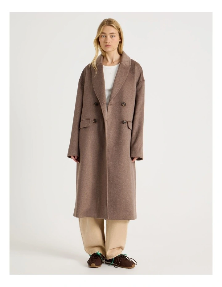 Oversized Longline Coat in Taupe image 1