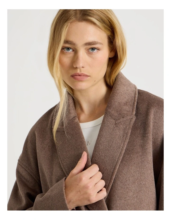Oversized Longline Coat in Taupe image 2