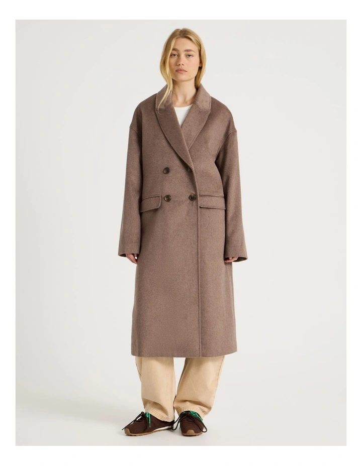 Oversized Longline Coat in Taupe image 3