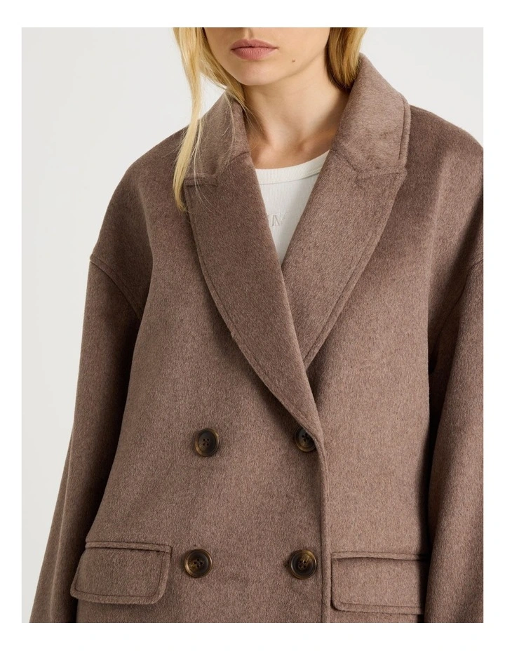 Oversized Longline Coat in Taupe image 4