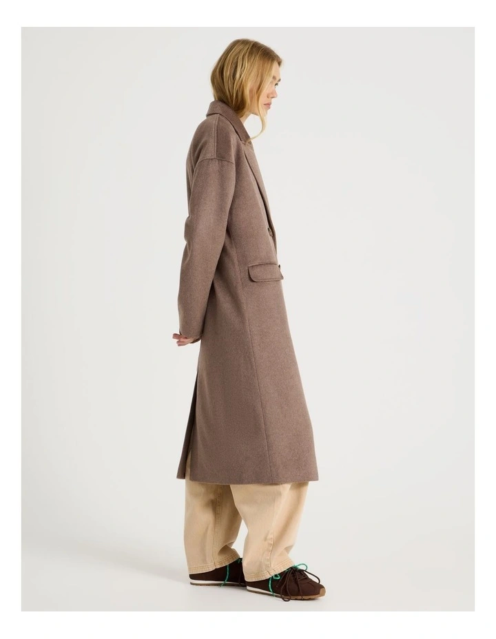 Oversized Longline Coat in Taupe image 5