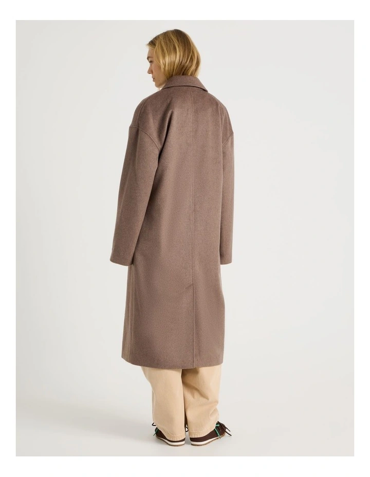 Oversized Longline Coat in Taupe image 6