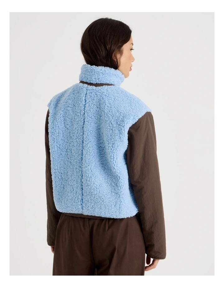 Fleece Zip Thru Jacket in Bracken and Chambray Blue image 5