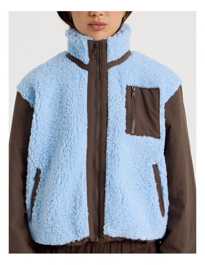 Fleece Zip Thru Jacket in Bracken and Chambray Blue image 6