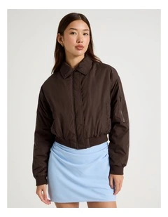 Collar Bomber Jacket in Bracken