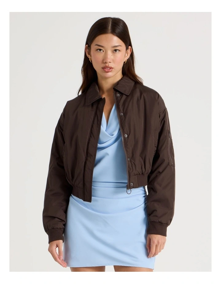 Collar Bomber Jacket in Bracken image 3