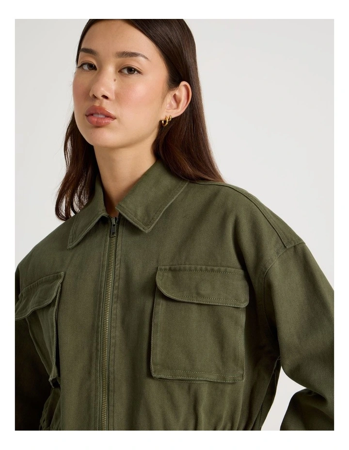 Patchwork Jacket in Khaki image 3