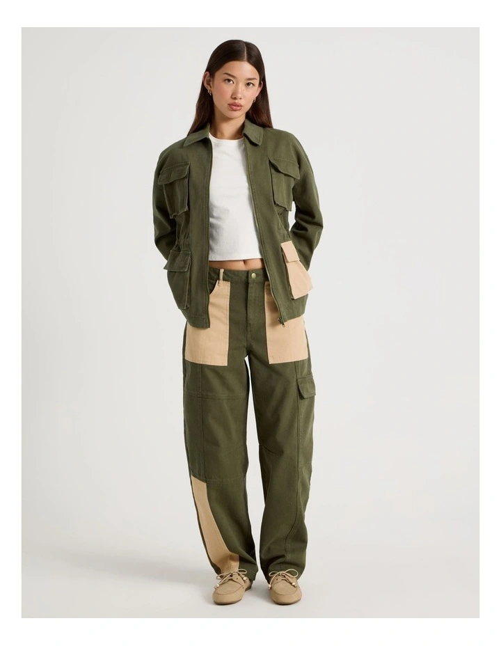 Patchwork Jacket in Khaki image 7