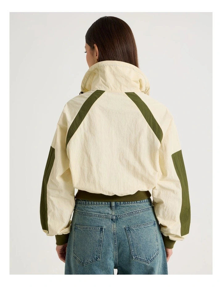 Hiker Funnel Neck Windbreaker Jacket in Cuban Sand and Olive Night image 6