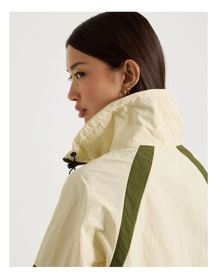 Hiker Funnel Neck Windbreaker Jacket in Cuban Sand and Olive Night image 7