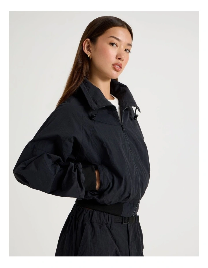 Hiker Funnel Neck Windbreaker Jacket in Black image 1
