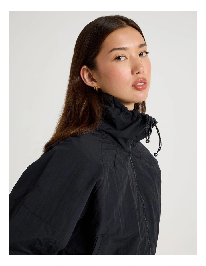 Hiker Funnel Neck Windbreaker Jacket in Black image 3