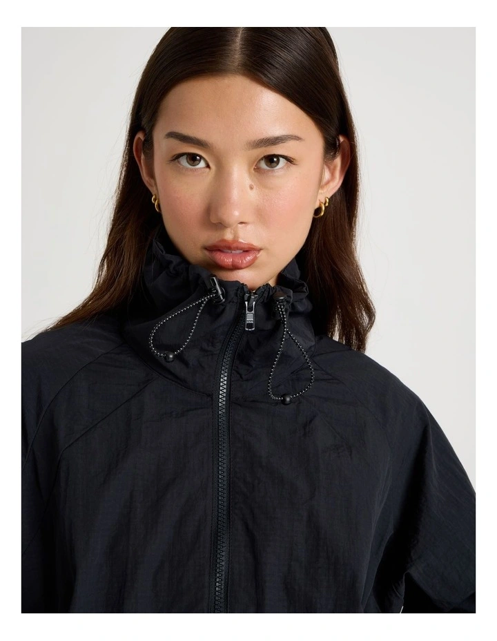 Hiker Funnel Neck Windbreaker Jacket in Black image 6