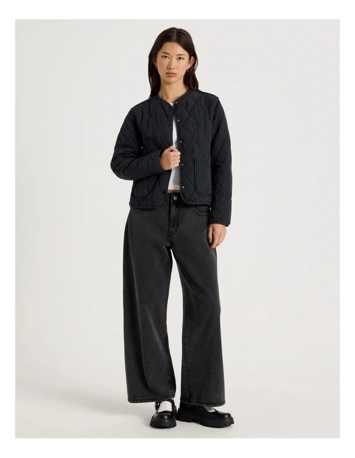 Quilted Jacket in Jet Black image 2