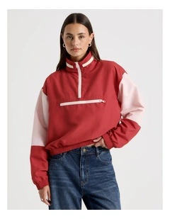 Windbreaker Pull Over in American Beauty and Potpourri Pink