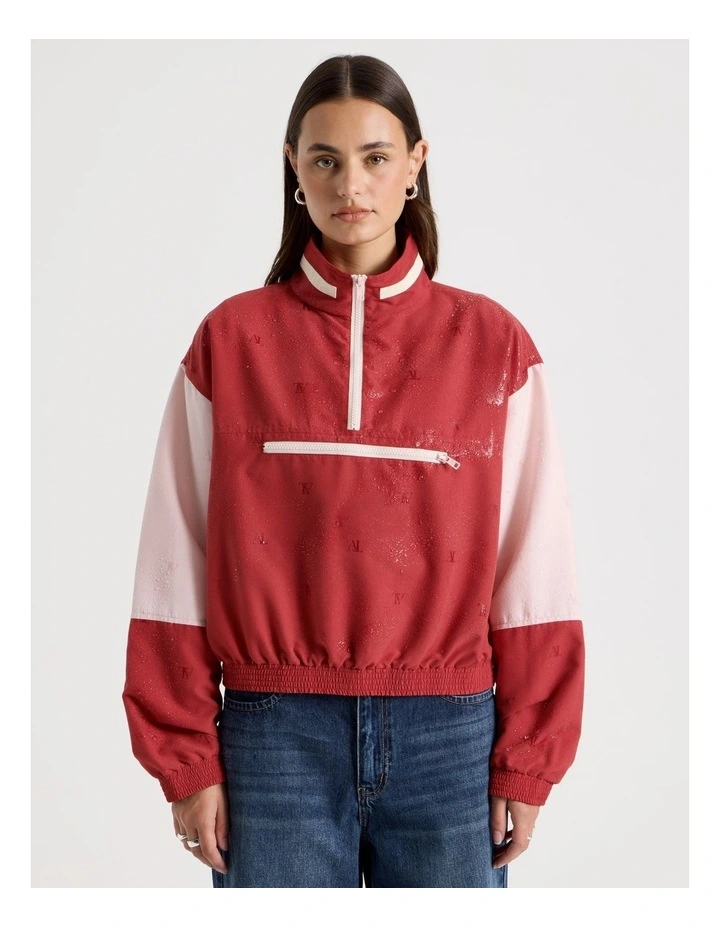 Windbreaker Pull Over in American Beauty and Potpourri Pink image 3