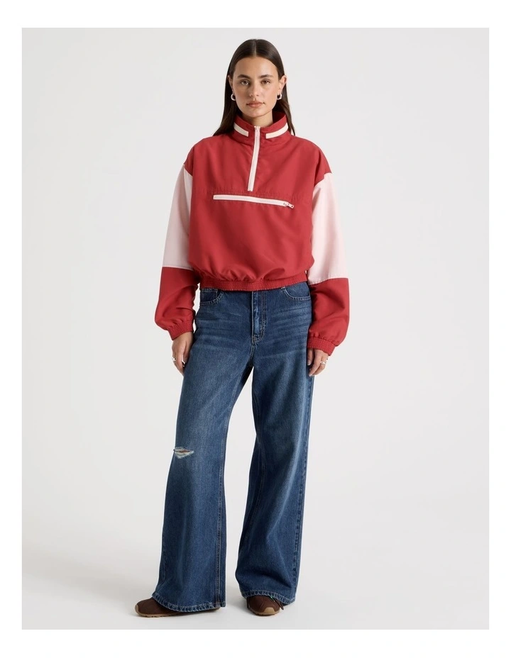 Windbreaker Pull Over in American Beauty and Potpourri Pink image 4