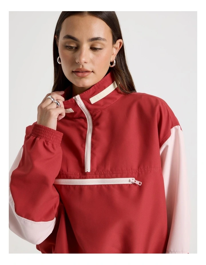 Windbreaker Pull Over in American Beauty and Potpourri Pink image 5