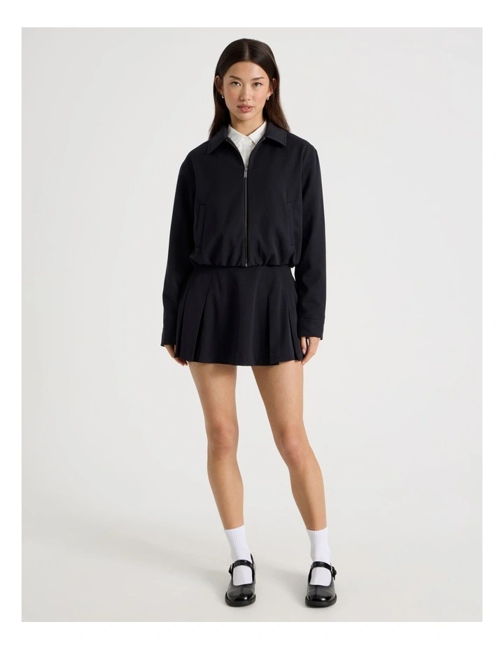 Cropped Bomber Tailored Jacket in Jet Black image 2