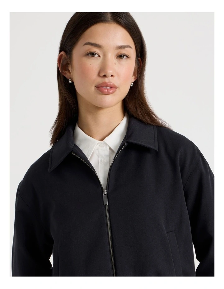 Cropped Bomber Tailored Jacket in Jet Black image 3