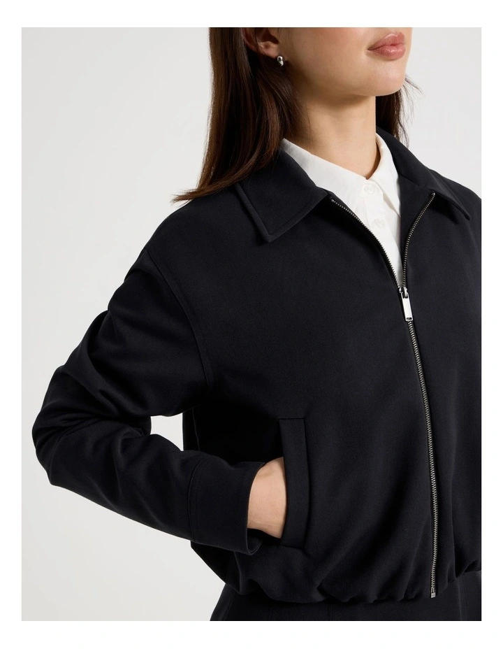 Cropped Bomber Tailored Jacket in Jet Black image 5