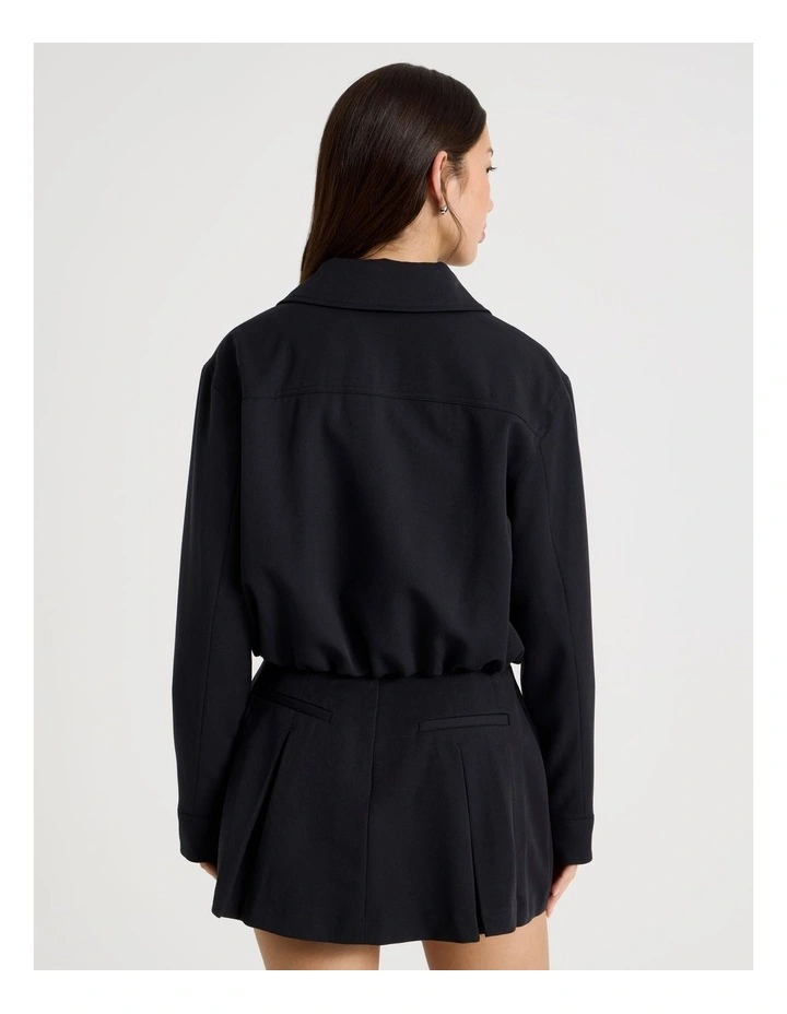 Cropped Bomber Tailored Jacket in Jet Black image 6