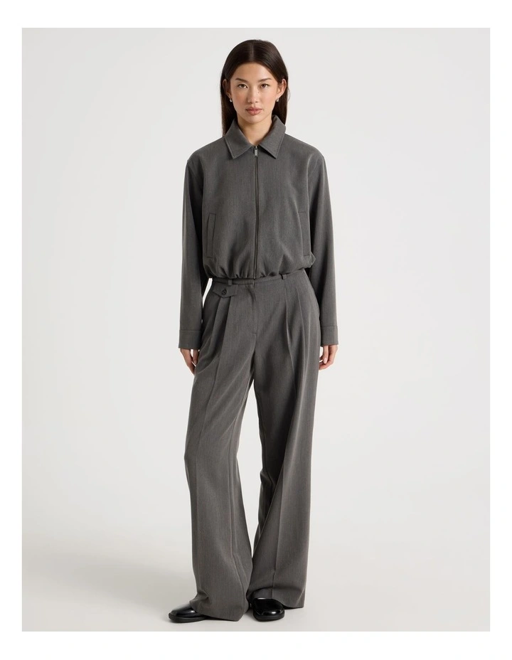 Cropped Bomber Tailored Jacket in Charcoal image 3